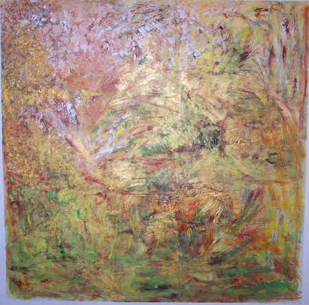 A Lara Chkhetiani oil, acrylic and paper on canvas