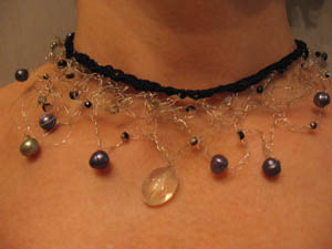 6. Pearls and Citrine on Fine Silver wire and deerskin