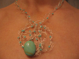 7. Turquoise on fine Silver wire